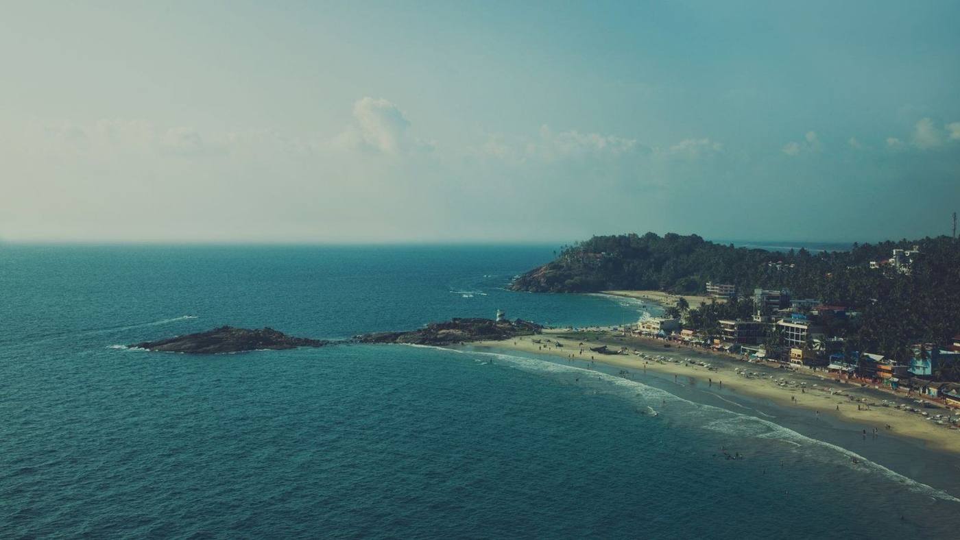 Kovalam beach and headland on the Arabian Sea, Kerala